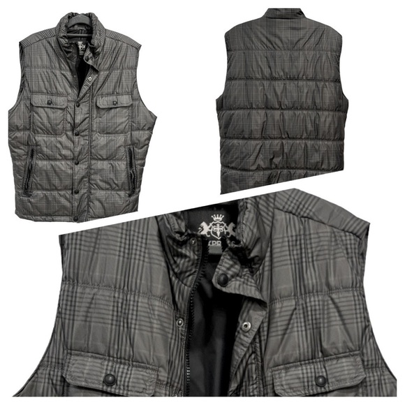 Express Puffer Vest Men Size L Gray Black Full Zip Quilted - Picture 1 of 13